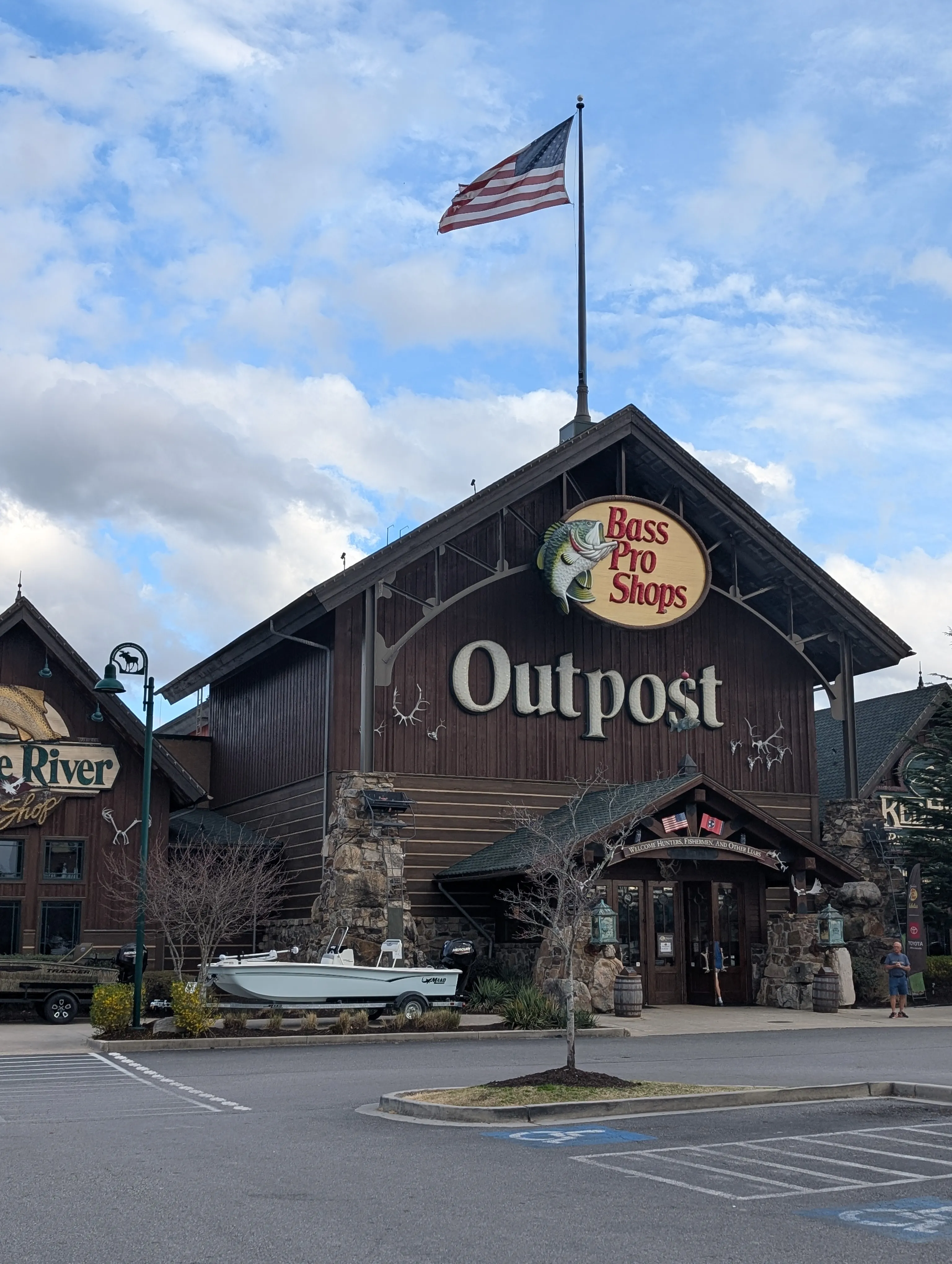Bass Pro Shops storefront at Camp Jordan plaza in East Ridge