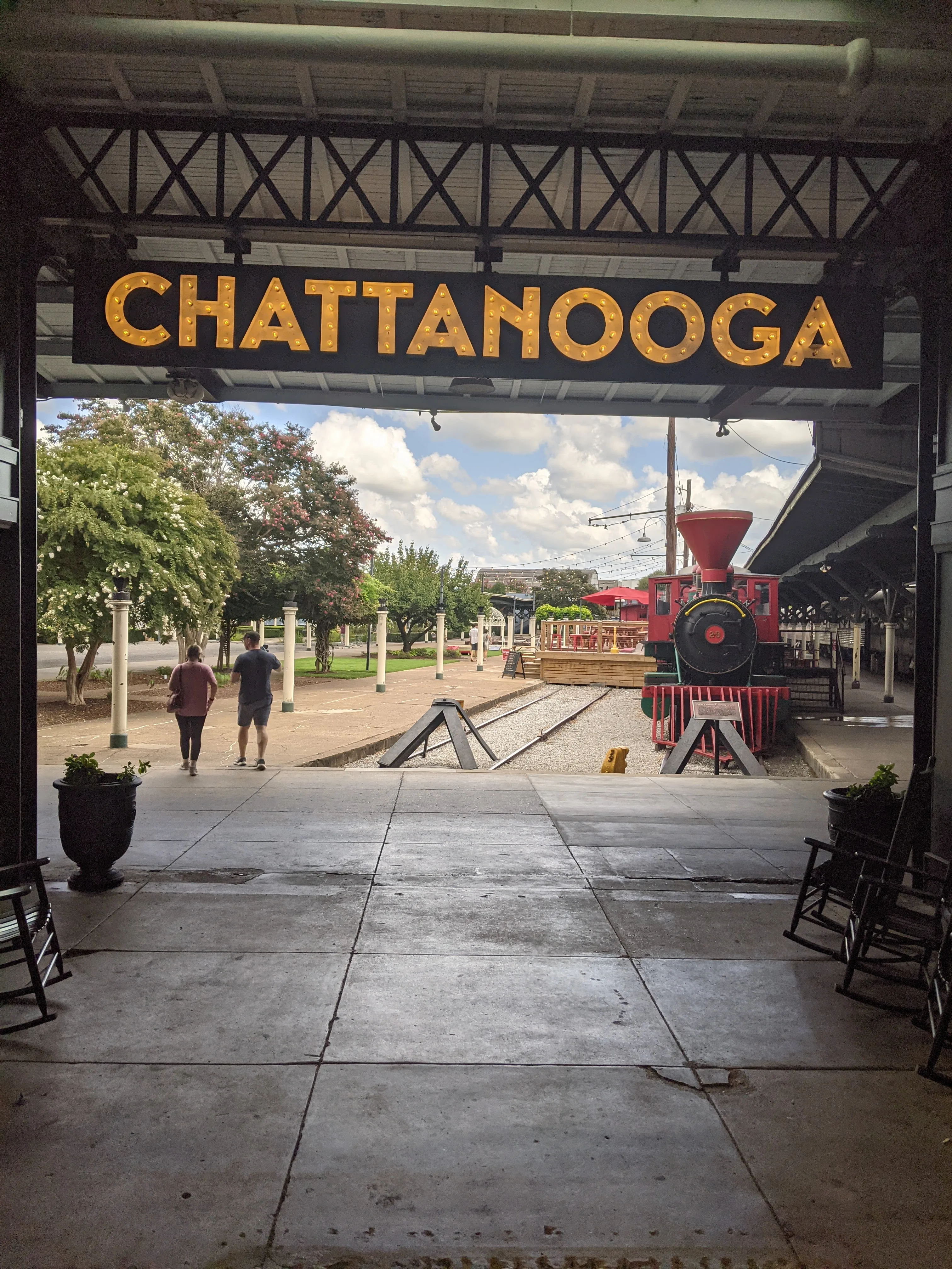 The Chattanooga sign at the Choo Choo, a popular photo spot for visitors