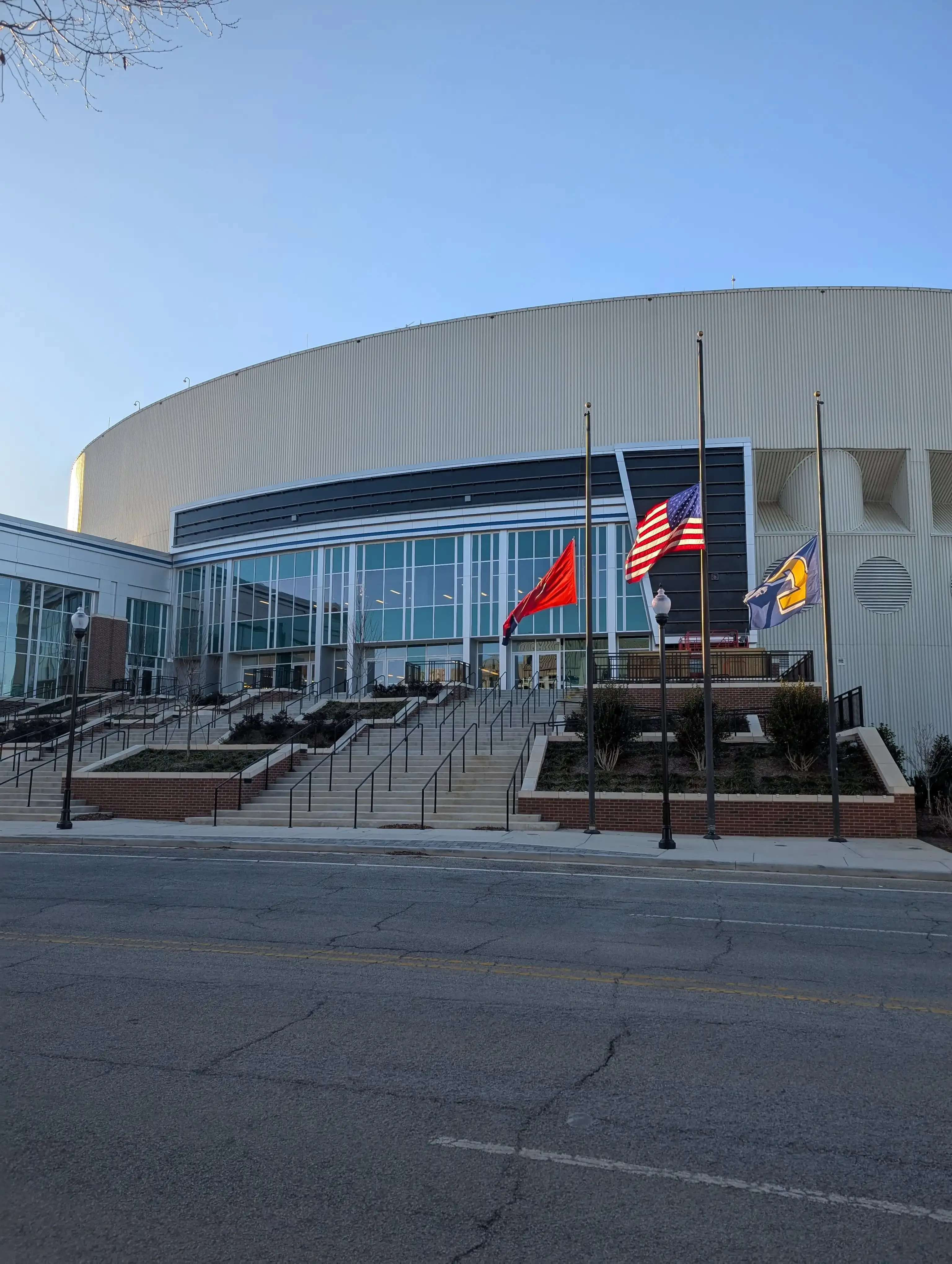 UTC Mocs McKenzie Arena and flags flying