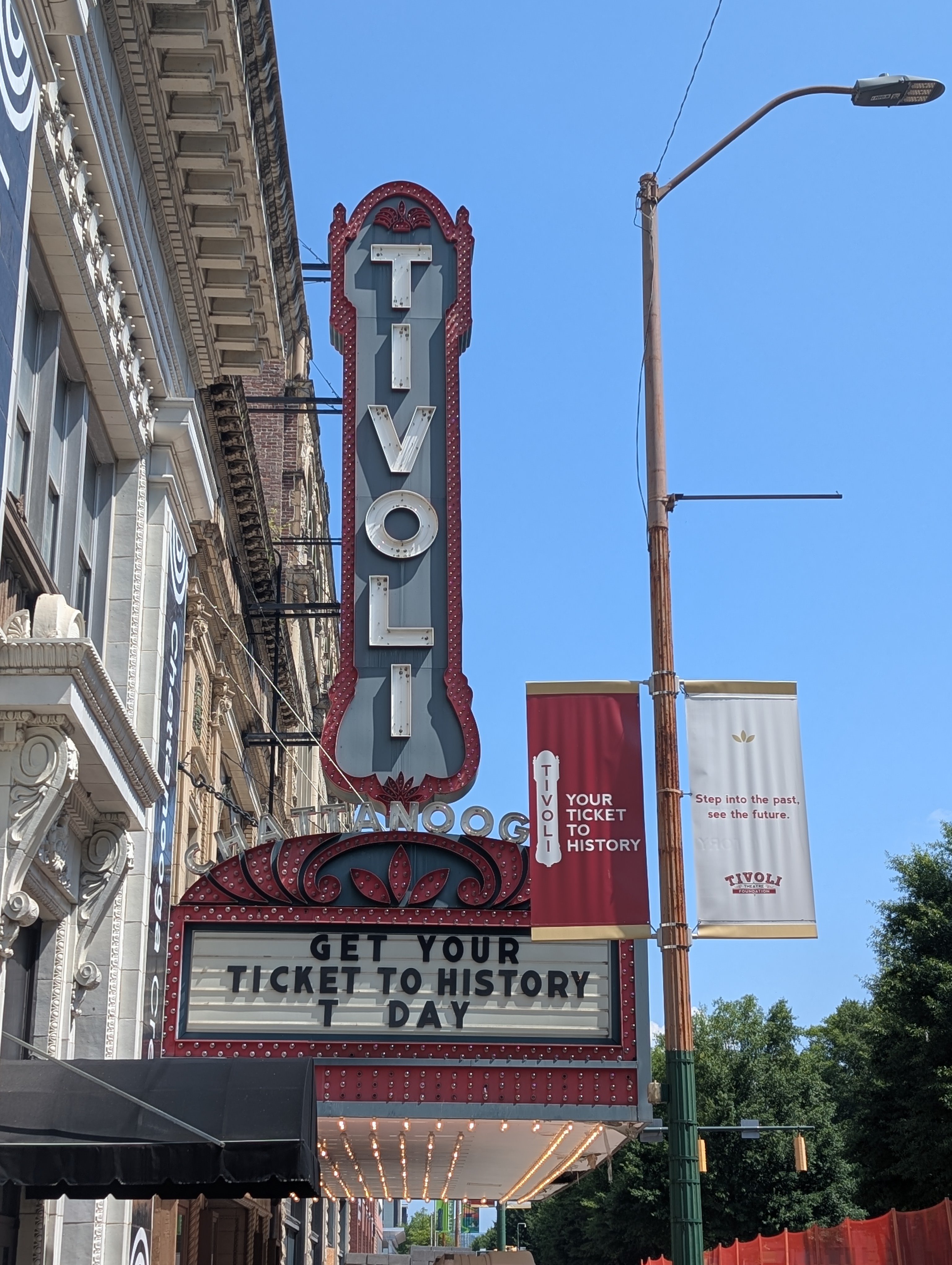 Tivoli Theatre exterior showing the historic Beaux-Arts style facade on Broad Street
